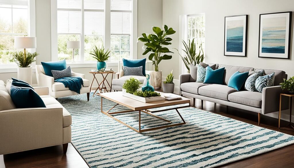 Trendy rug arrangement
