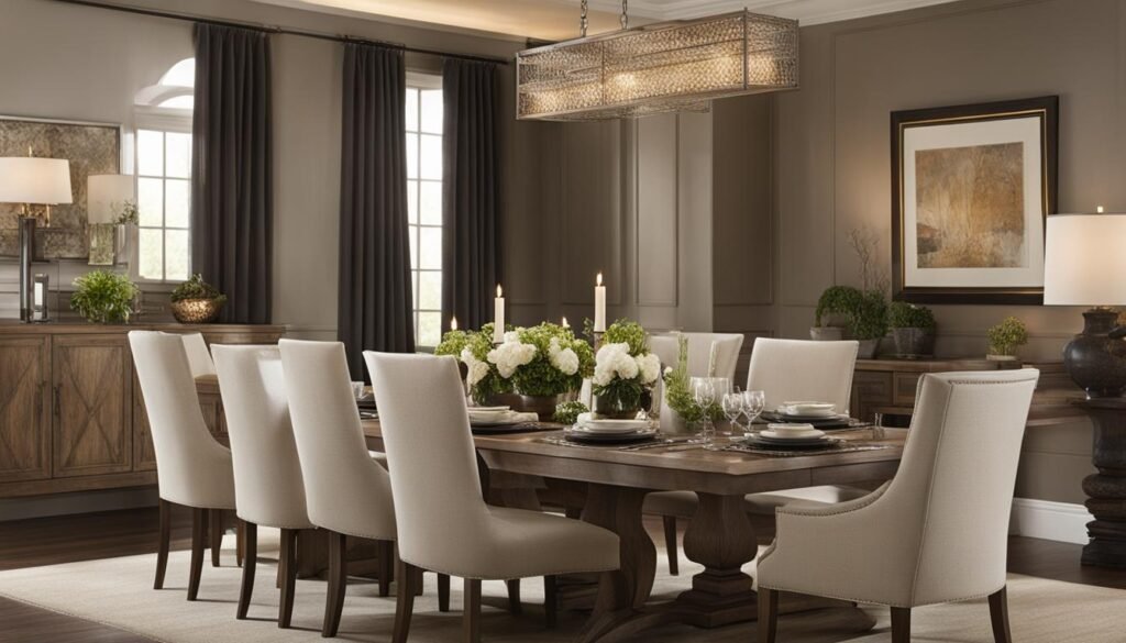 neutral-toned dining space