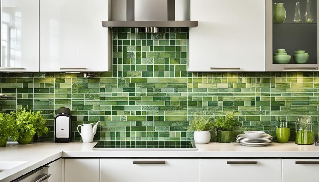 Green tile backsplash