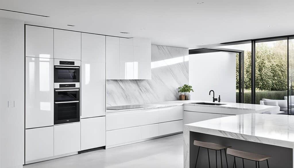 minimalistic all-white kitchen