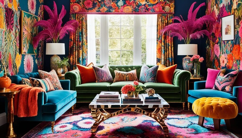 Colorful and textured living room design