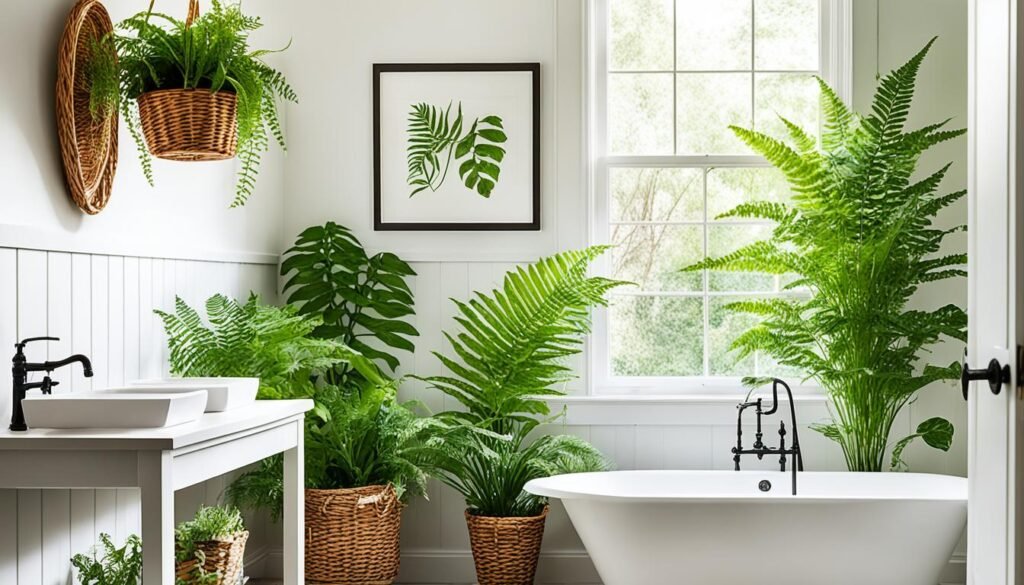 farmhouse bathroom plants