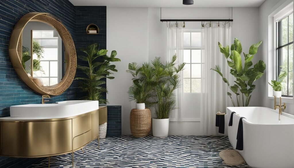 bold colors and patterns in bathroom