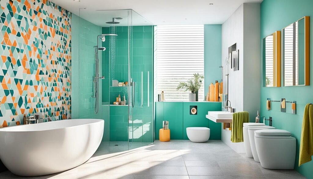 color blocked bathroom