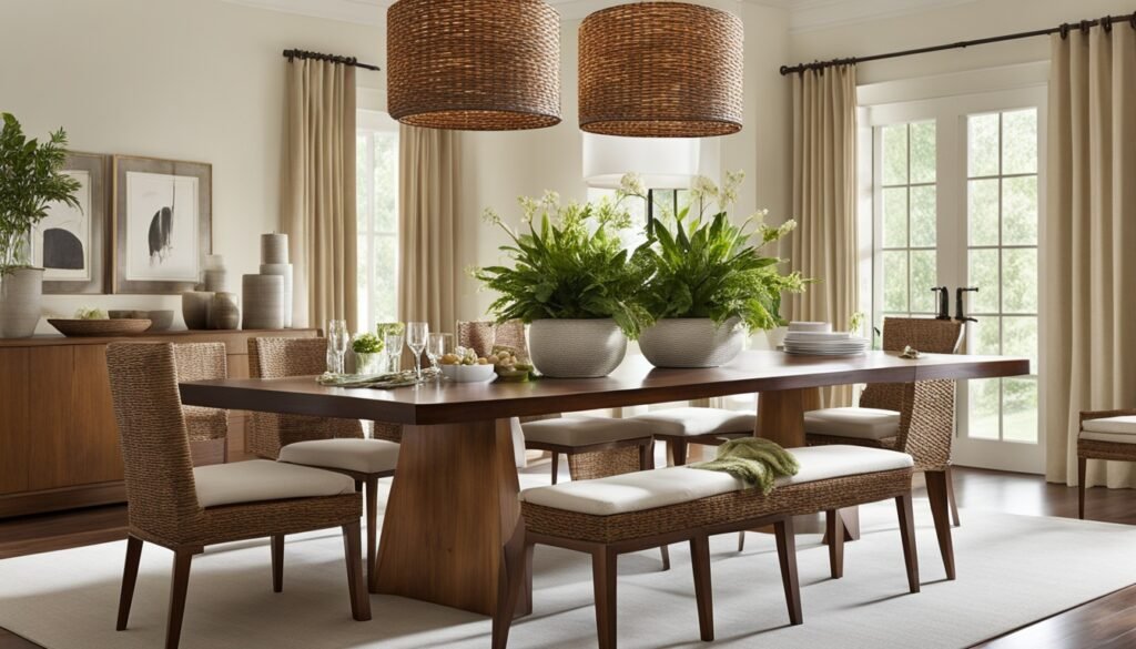 Natural materials in dining room