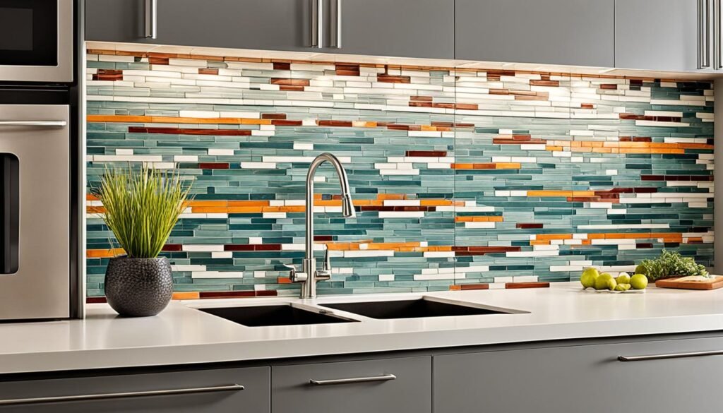 mixed material backsplash